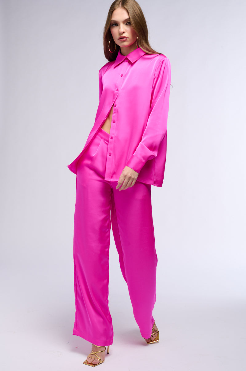 Extra View Open To Whatever Wide Leg Satin Trouser In Pink 6