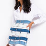 Front View Open Your Mind Belt Denim Skirt in Medium Blue Denim