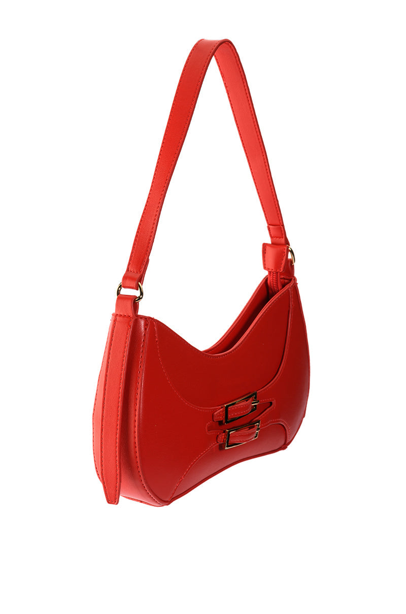 Back View Ortiz Shoulder Bag In Red Pu 2