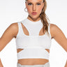 Front View Otw Crew Neck Cutout Cropped Ribbed Tank