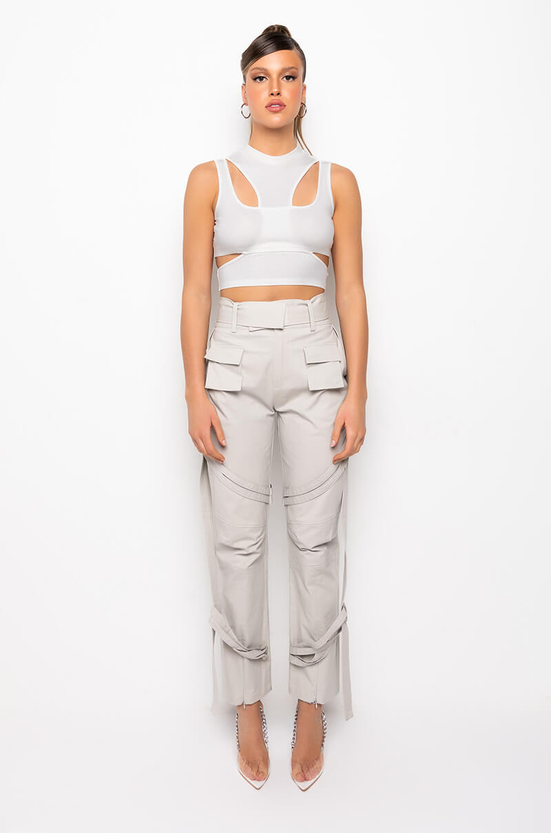Extra View Otw Crew Neck Cutout Cropped Ribbed Tank
