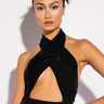 Front View Otw Strappy Sleeveless Halter Bodysuit