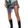 Front View Out And About Flannel Denim Mini Skirt