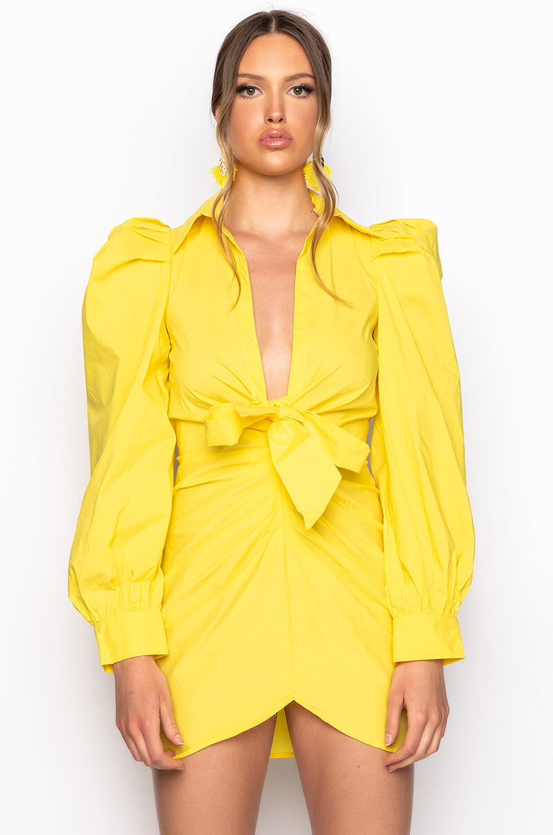 Back View Out Of My Way Puff Sleeve Mini Dress