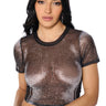 Front View Out Of This Galaxy Rhinestone Mesh T Shirt