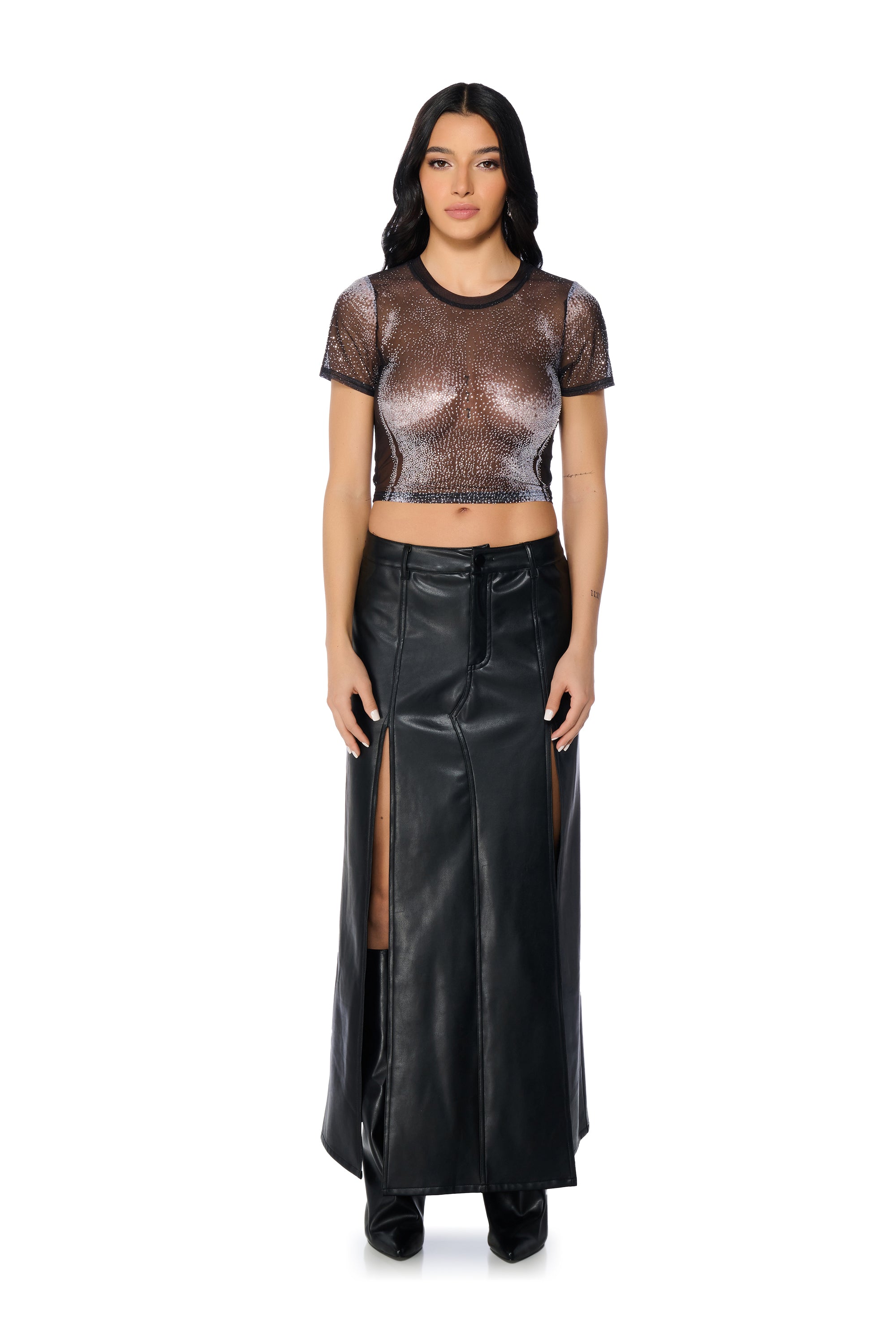 Extra View Out Of This Galaxy Rhinestone Mesh T Shirt 6