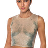 Front View Out Of This Galaxy Rhinestone Mesh Top