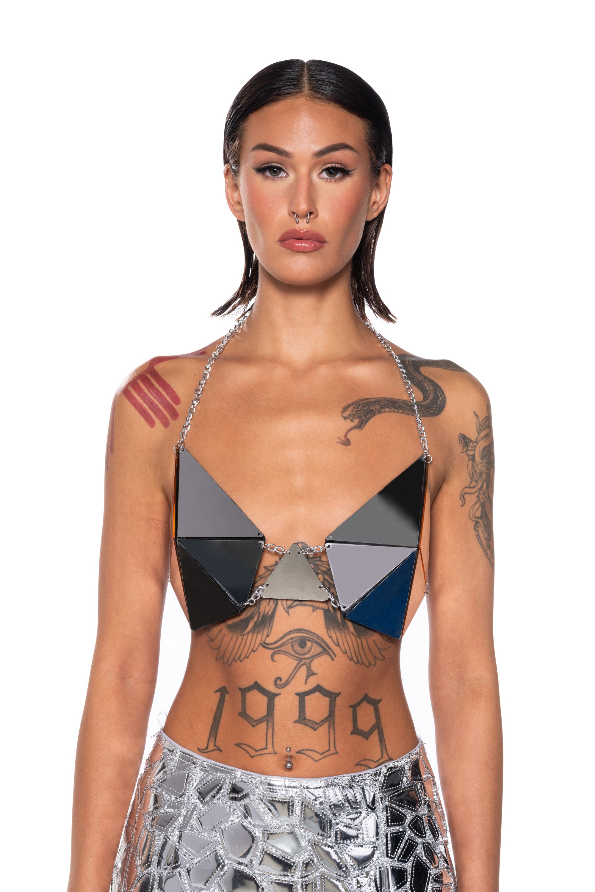 Front View Out Of This World Mirrored Bra Top