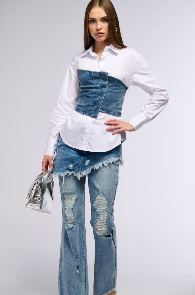 OUTSIDE ALL NIGHT BUTTON DOWN BLOUSE view 0