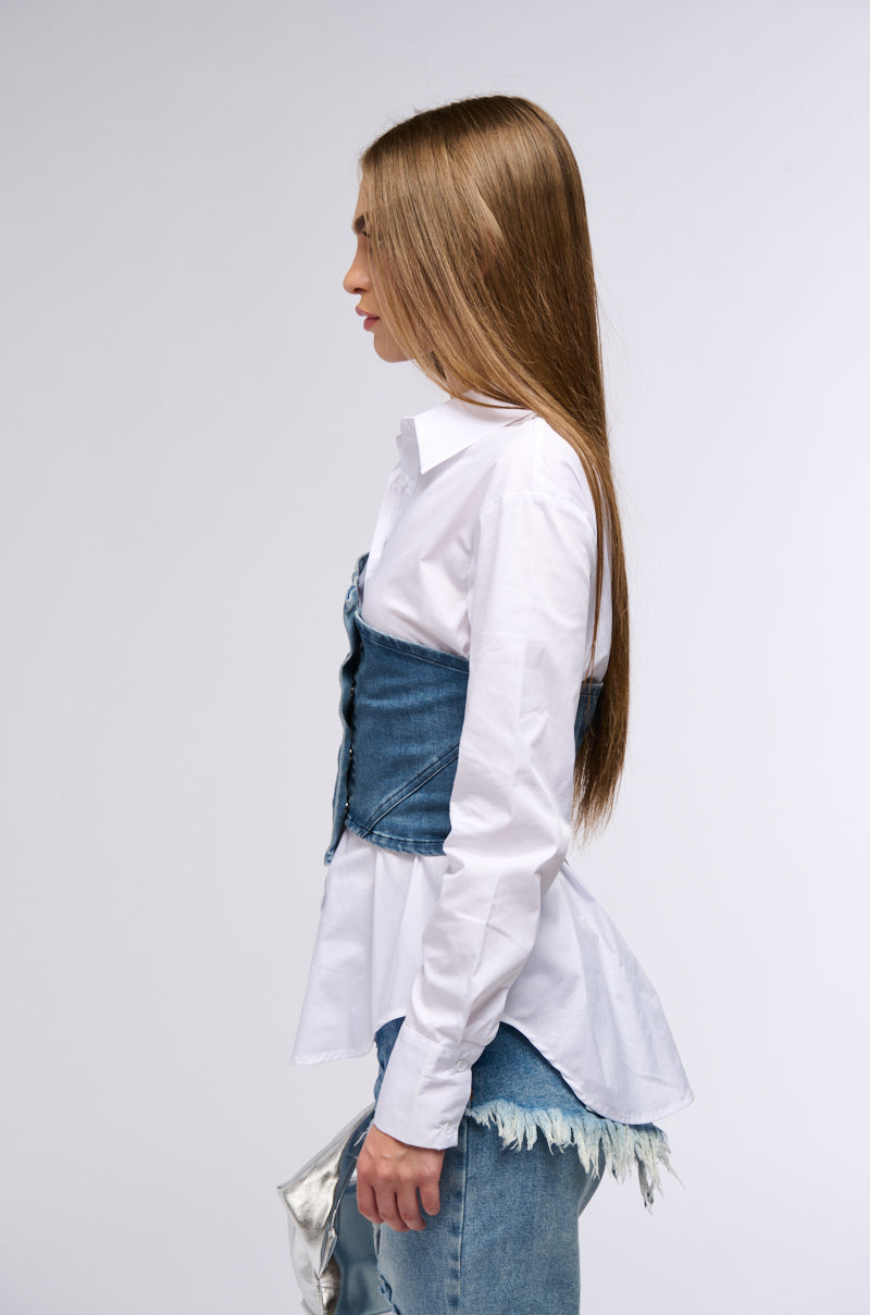 Back View Outside All Night Button Down Blouse