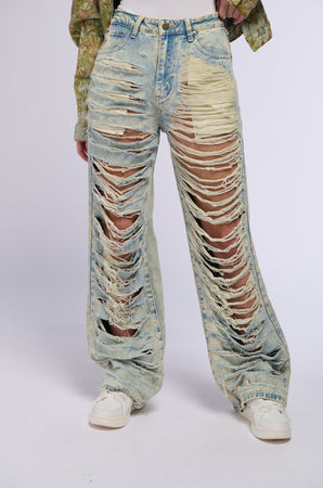 OVER IT DISTRESSED HIGH RISE JEANS – AKIRA