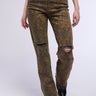 Front View Over It Wide Leg Distressed Jeans