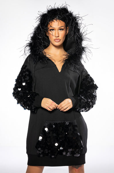 OVER THE TOP HOODED DRESS – AKIRA