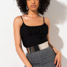 Front View Overnight Crop Top in Black