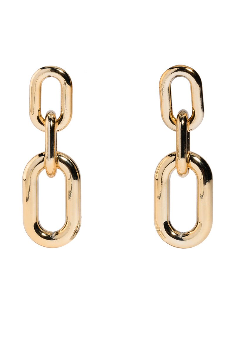 Side View Oversized Link Earring In Gold