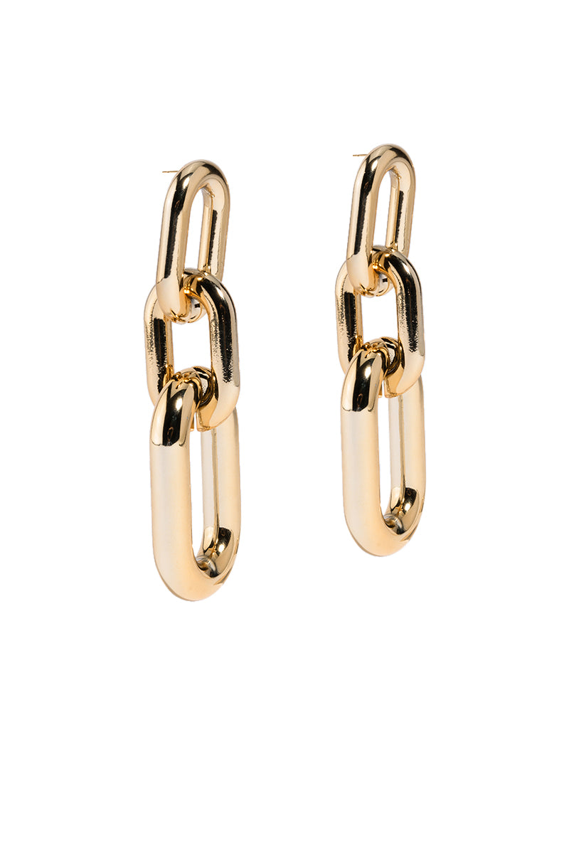 Back View Oversized Link Earring In Gold