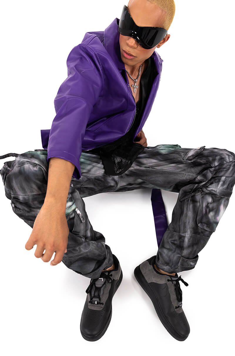 Extra View Oversized Saturated Purple Moto Jacket