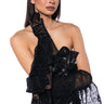 Front View Own The Night Lace Ruffle Glove