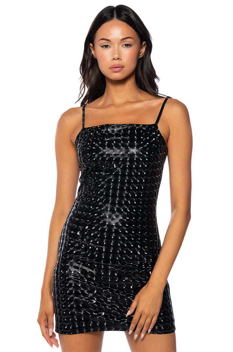 Front View Own The Night Mini Dress In Black