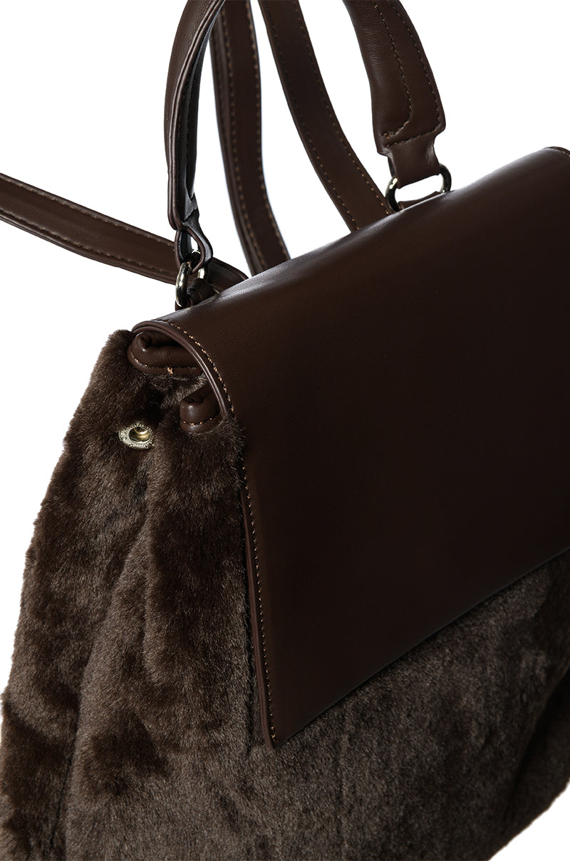 Detail View Pack It Up Faux Fur Backpack
