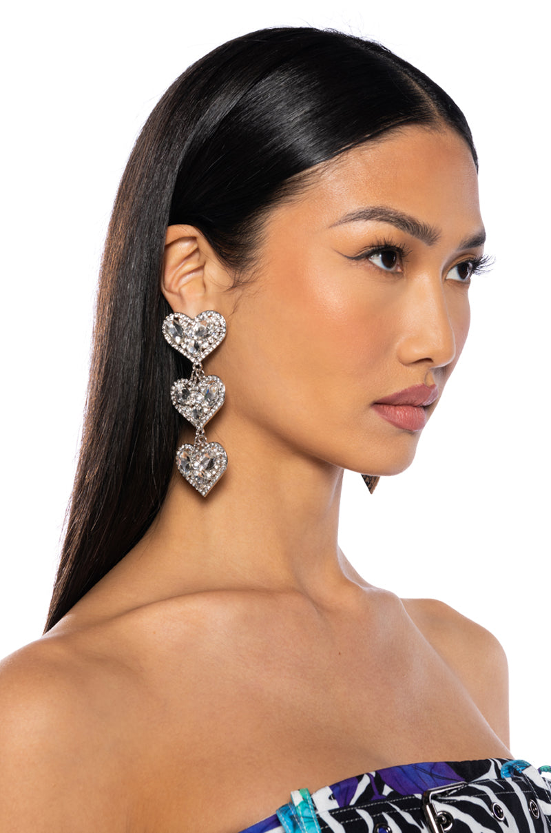 Front View Pack It Up Rhinestone Drop Earrings 0