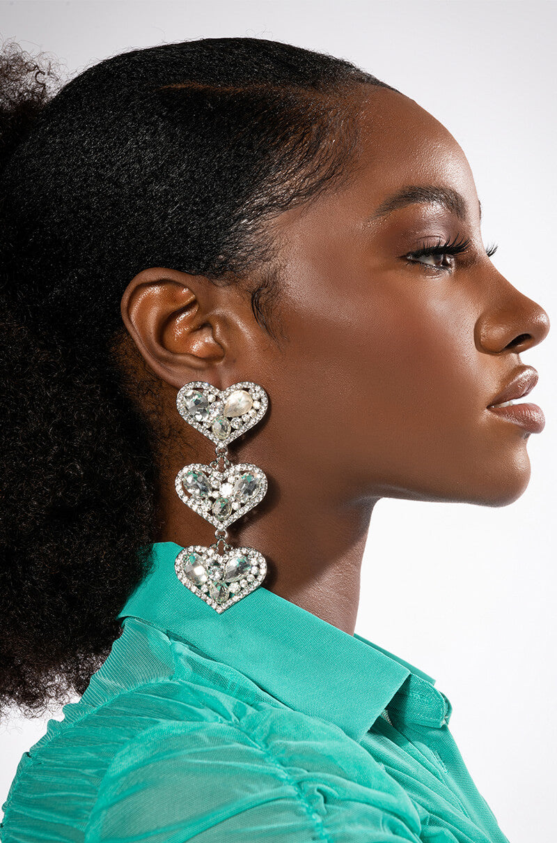 Front View Pack It Up Rhinestone Drop Earrings 1