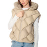 Front View Paddington Weave Puffer Vest In Tan