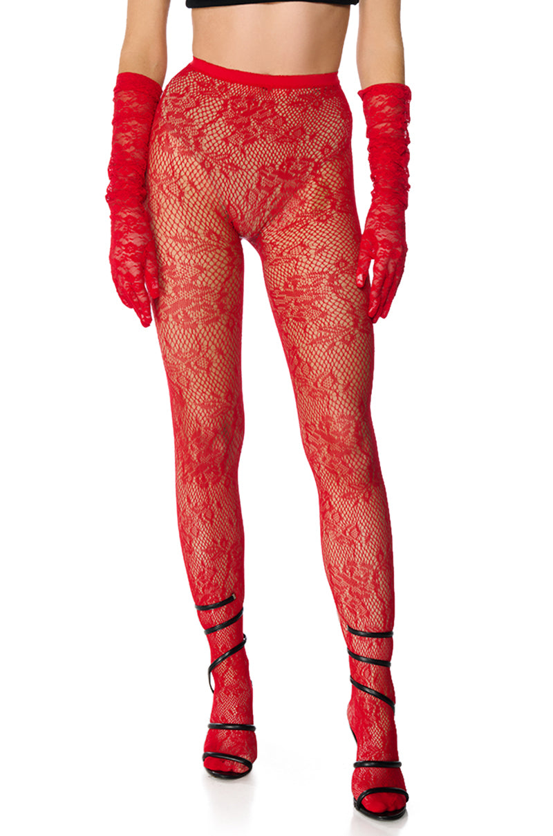 PAINT IT RED LACE TIGHTS view 0
