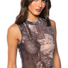 Front View Paint The Town Sleeveless Abstract Bodysuit