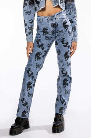 PAINTED TATTOO STRAIGHT LEG DENIM – AKIRA