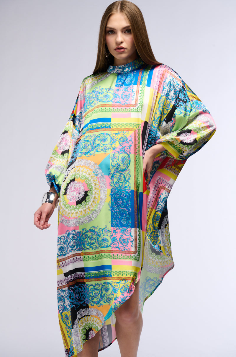 Front View Paisley Dreams Printed Asymmetrical Midi Dress