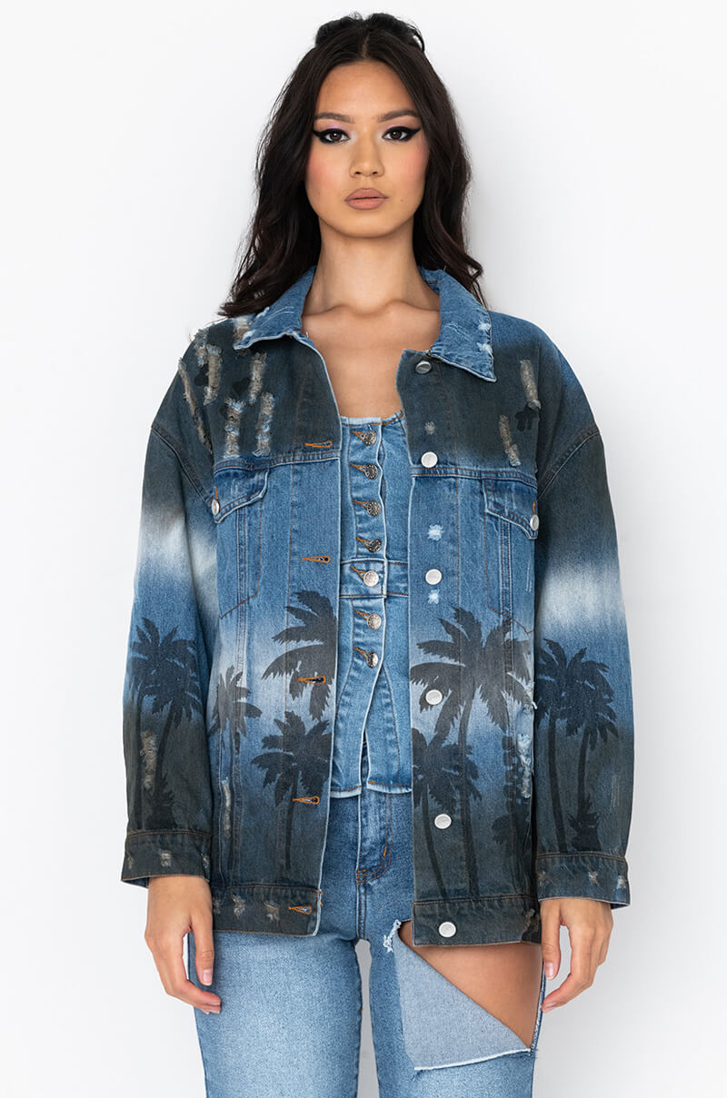 Side View Palm Dreams Oversized Denim Jacket