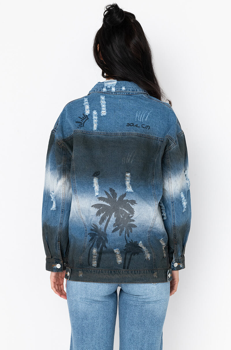 Detail View Palm Dreams Oversized Denim Jacket