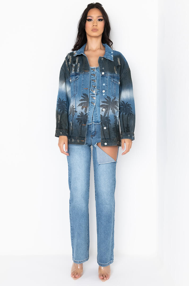 Extra View Palm Dreams Oversized Denim Jacket