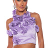 Front View Pansy Garden Cropped Halter Top