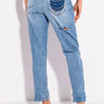 Front View Paradise Mom Jeans With Rhinestone Back Pocket