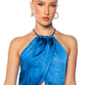 Front View Paradise Satin Halter Crop Top