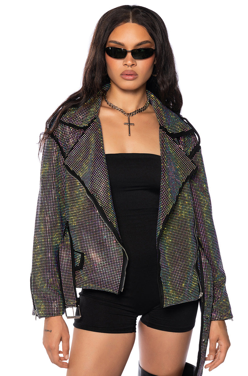 PARIS CRYSTAL WRAP MOTO JACKET view 0