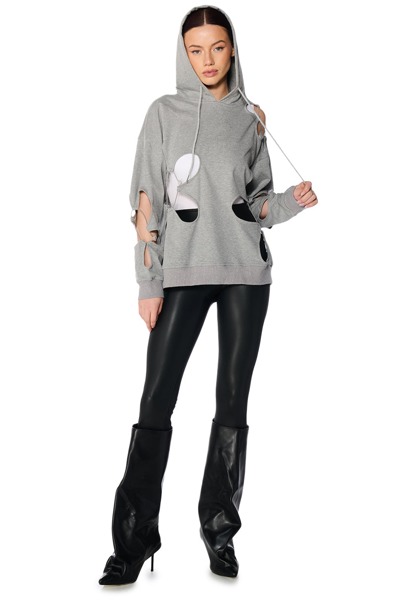Back View Parker Cut Out Hoodie