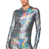 Front View Party In The Back Metallic Mini Dress In Silver