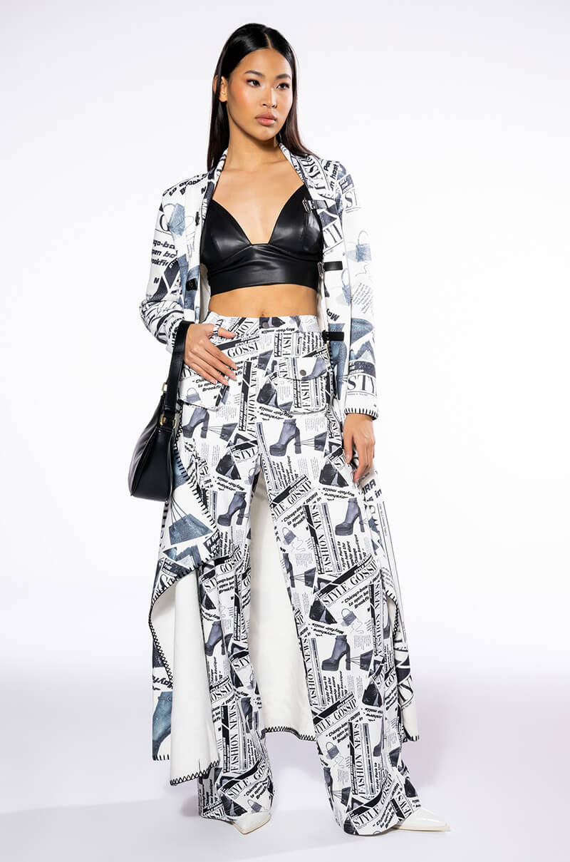 Back View Party Like Its 2002 Newspaper Print Long Cardigan 5
