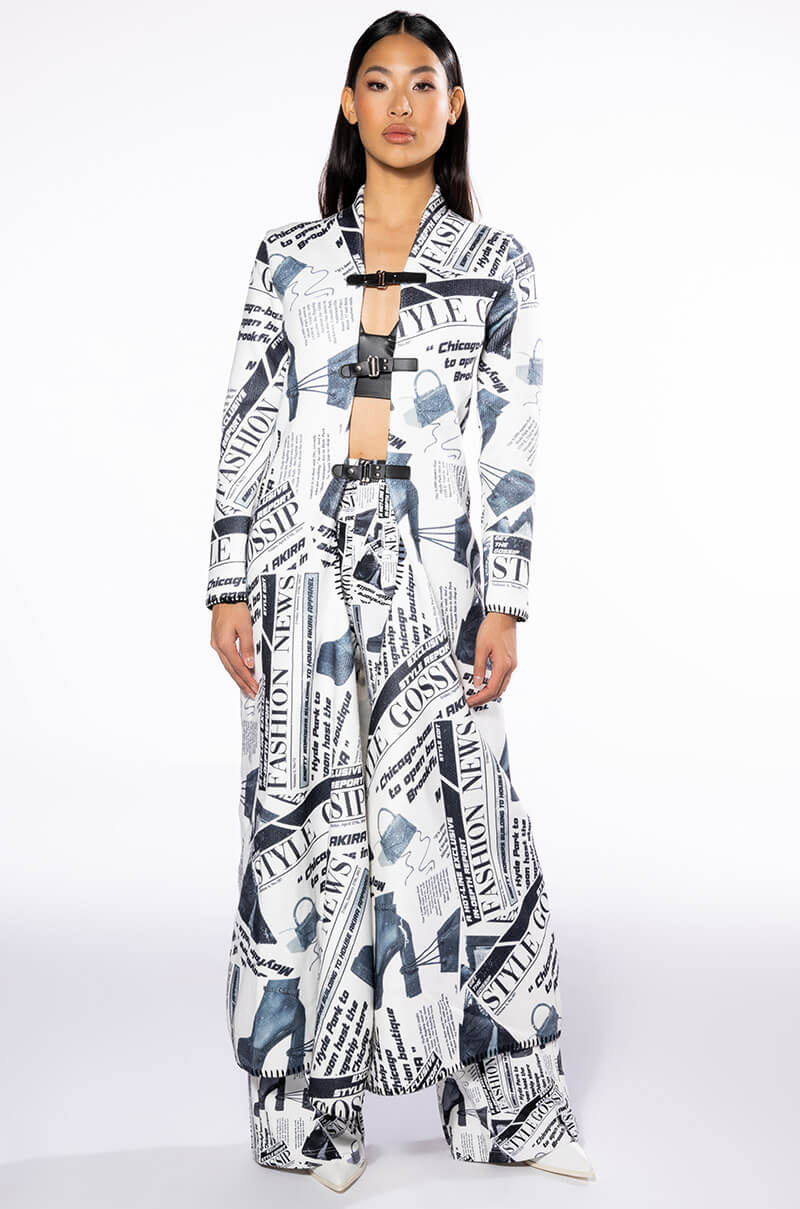 Detail View Party Like Its 2002 Newspaper Print Long Cardigan 7