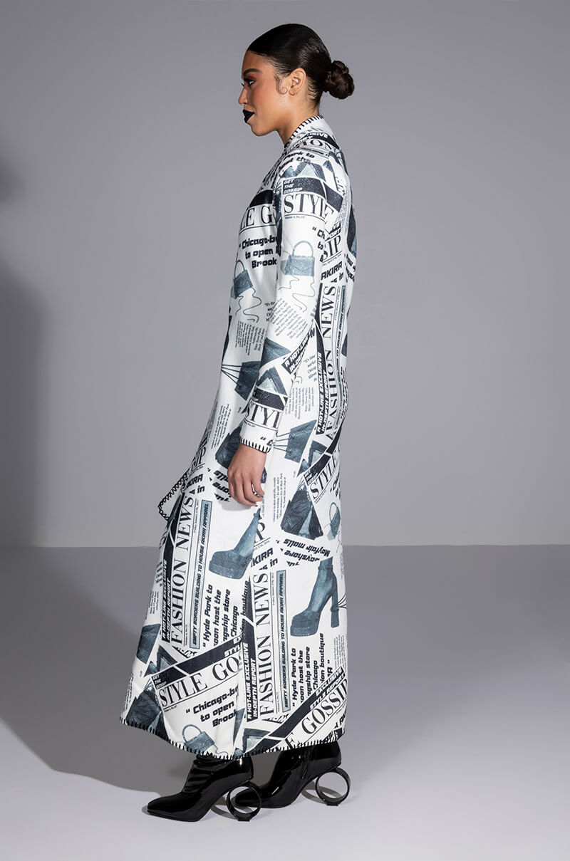 Extra View Party Like Its 2002 Newspaper Print Long Cardigan 12