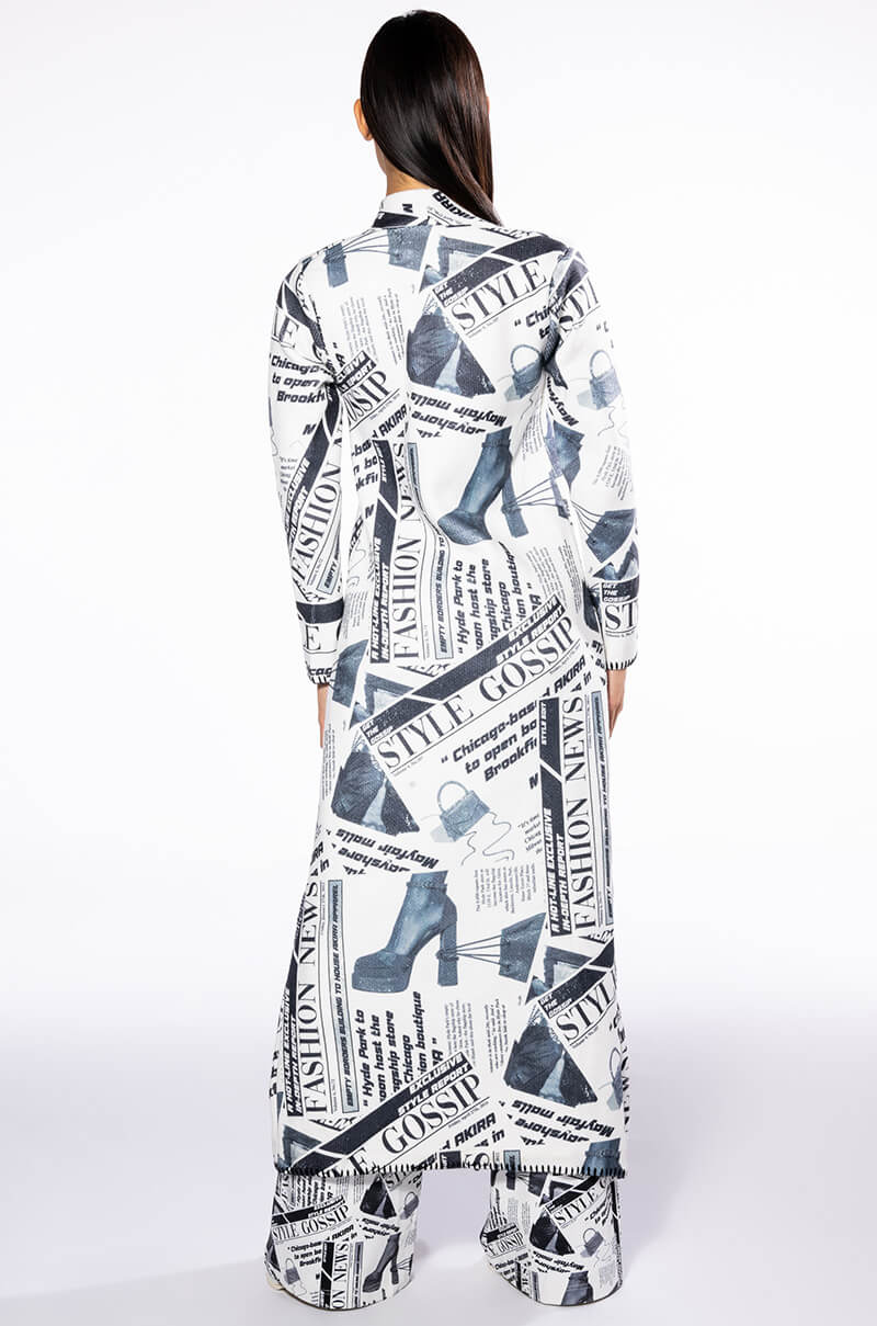 Extra View Party Like Its 2002 Newspaper Print Long Cardigan 11