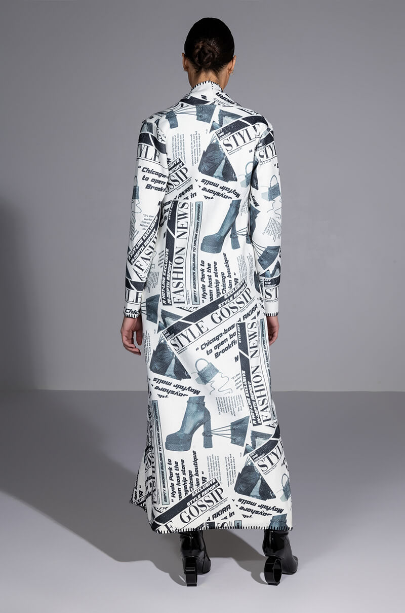 Extra View Party Like Its 2002 Newspaper Print Long Cardigan 14