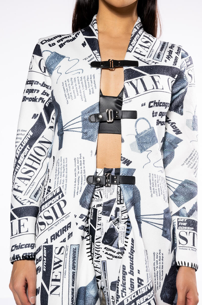 Extra View Party Like Its 2002 Newspaper Print Long Cardigan 13