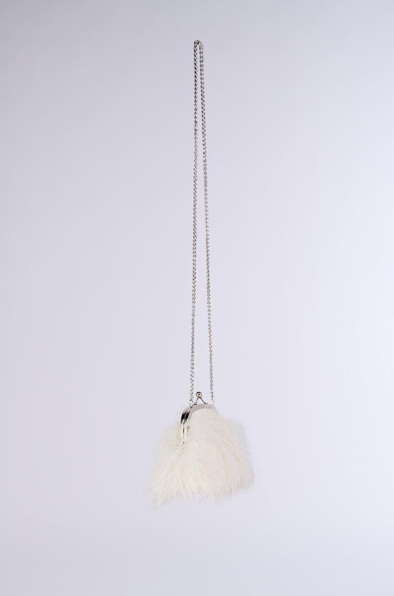 Back View Party Starter Feather Bag In White 3