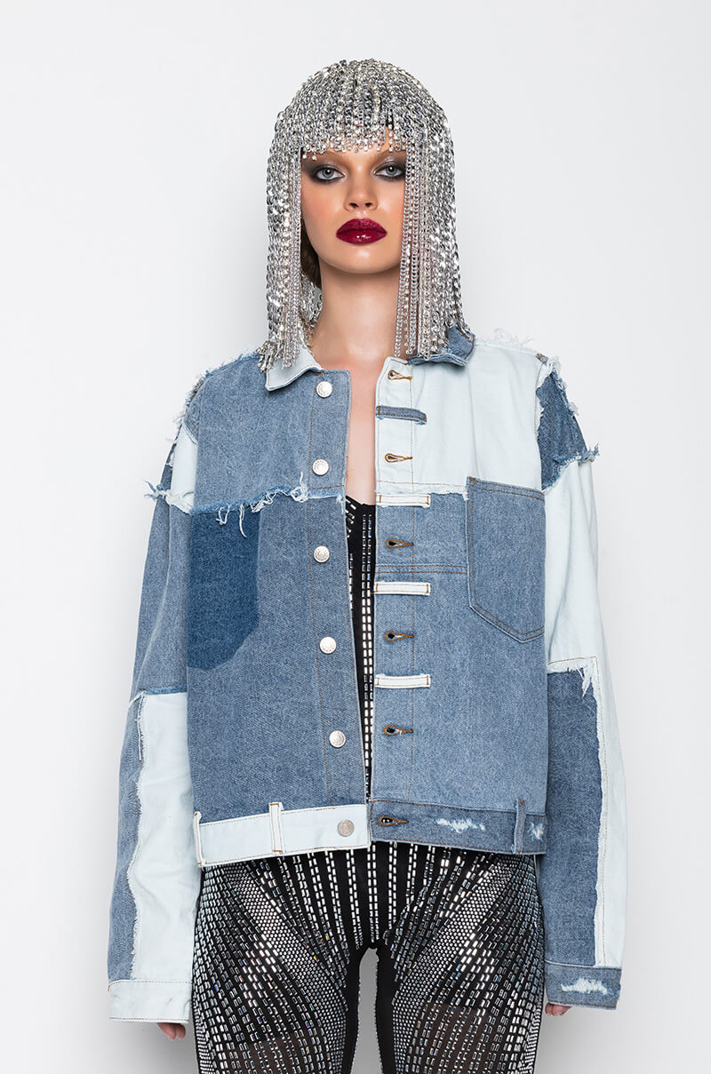 Detail View Patch Work Boyfriend Denim Jacket 5