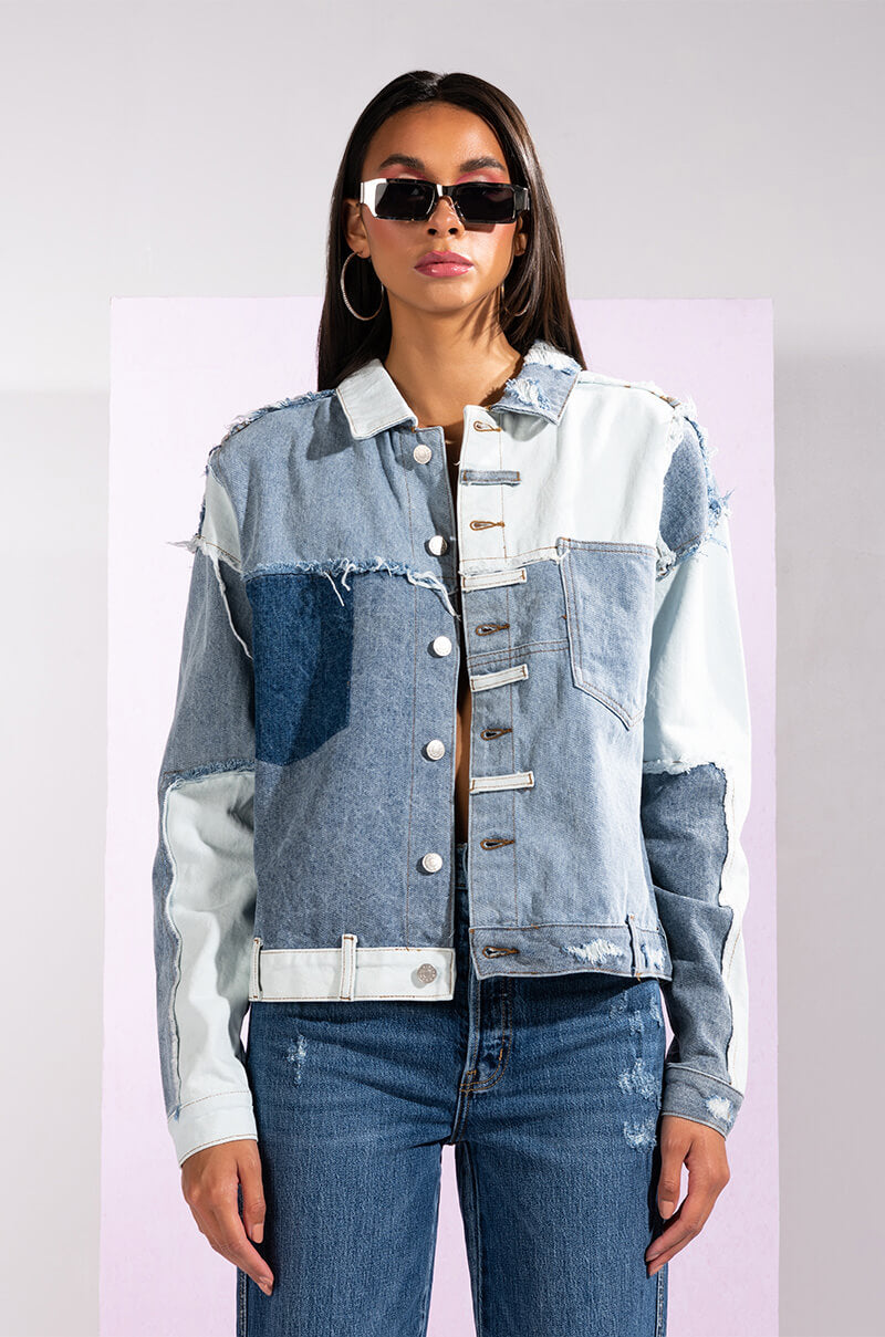 Full View Patch Work Boyfriend Denim Jacket 6