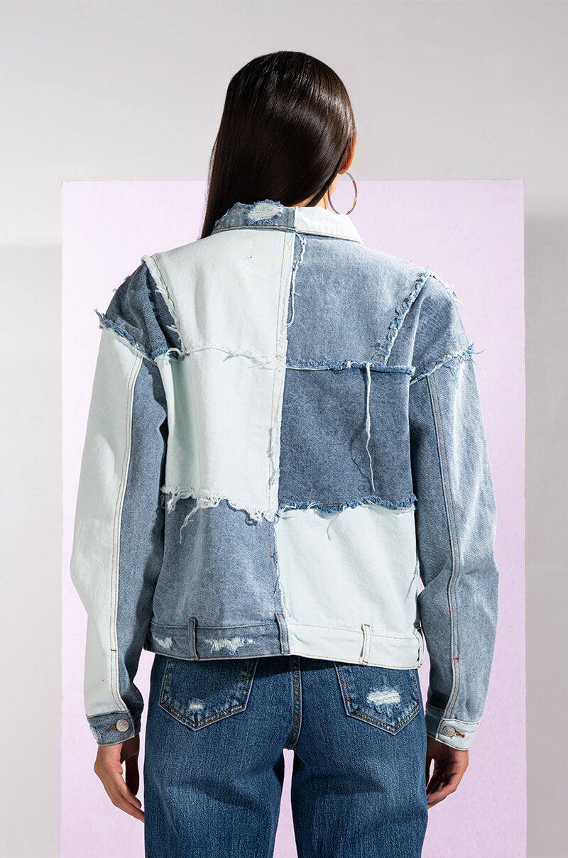 Extra View Patch Work Boyfriend Denim Jacket 10